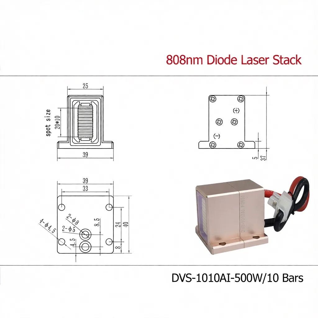Диодный стек DVS-1010AI 500W 10bar 808nm для лазерного эпилятора